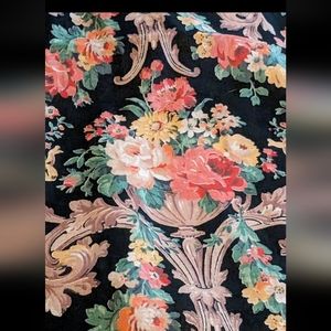 Sold Antique Fabric ROSES and Swags on Black 35x78 Curtain Pillows Clothing